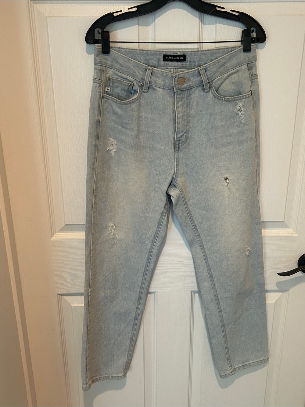 Blanc & Eclare Light Wash Cropped Distressed Jeans